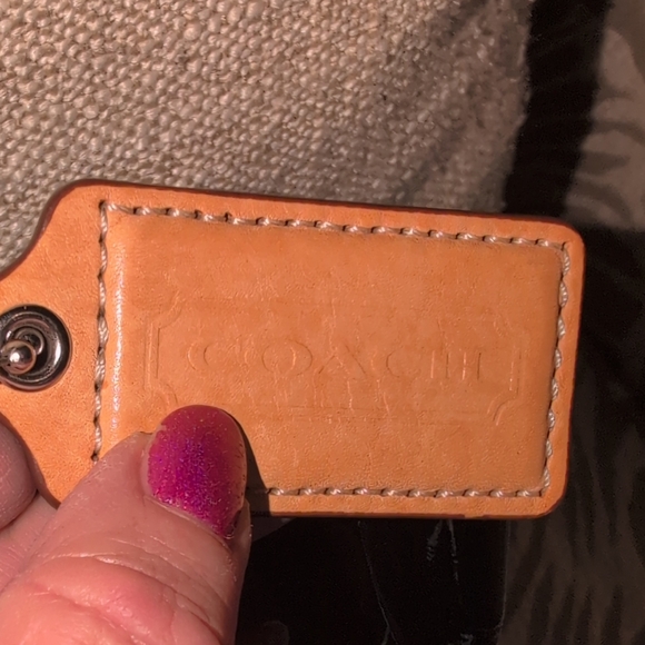 Coach Black Patent Leather Shoulder Bag with Tan Straps - Picture 2 of 16